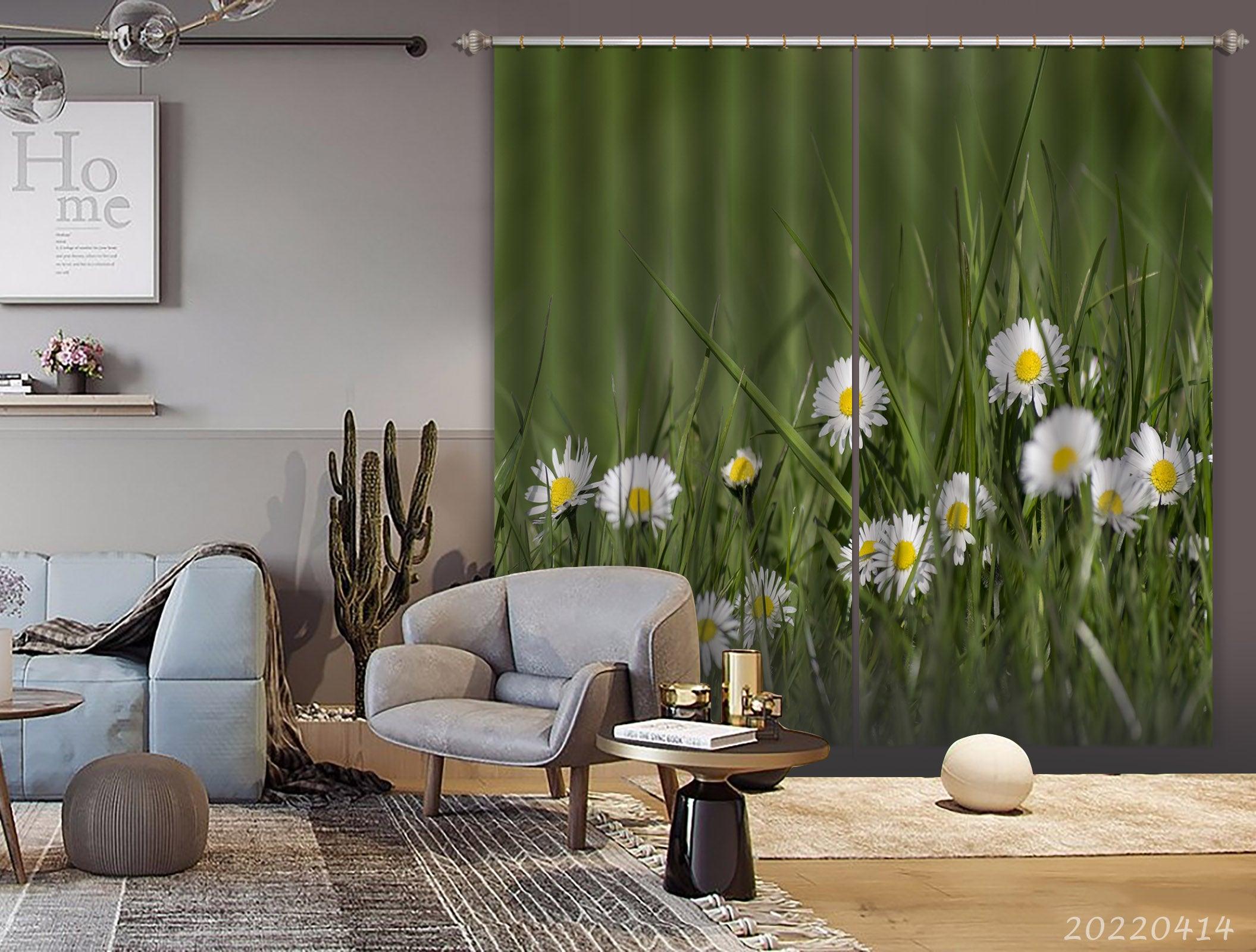 3D Landscape Nature Grass Outdoor Plant Flowers Curtains and Drapes GD 4128- Jess Art Decoration