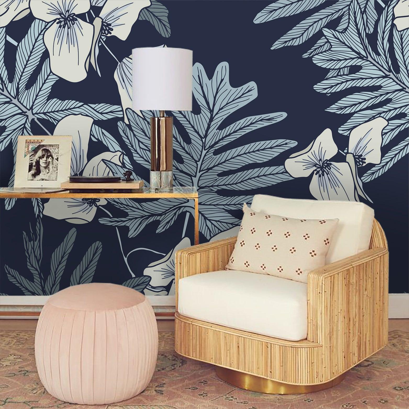 3D Blue Leaves Wall Mural Wallpaper 119- Jess Art Decoration