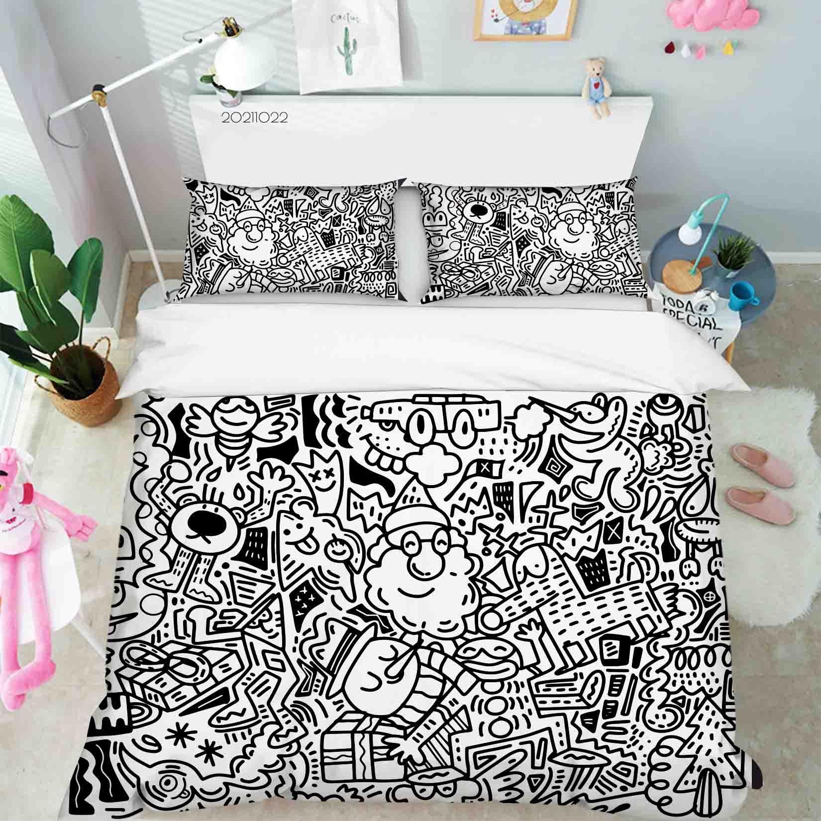 3D Abstract Illustration Art Doodle Quilt Cover Set Bedding Set Duvet Cover Pillowcases 93- Jess Art Decoration