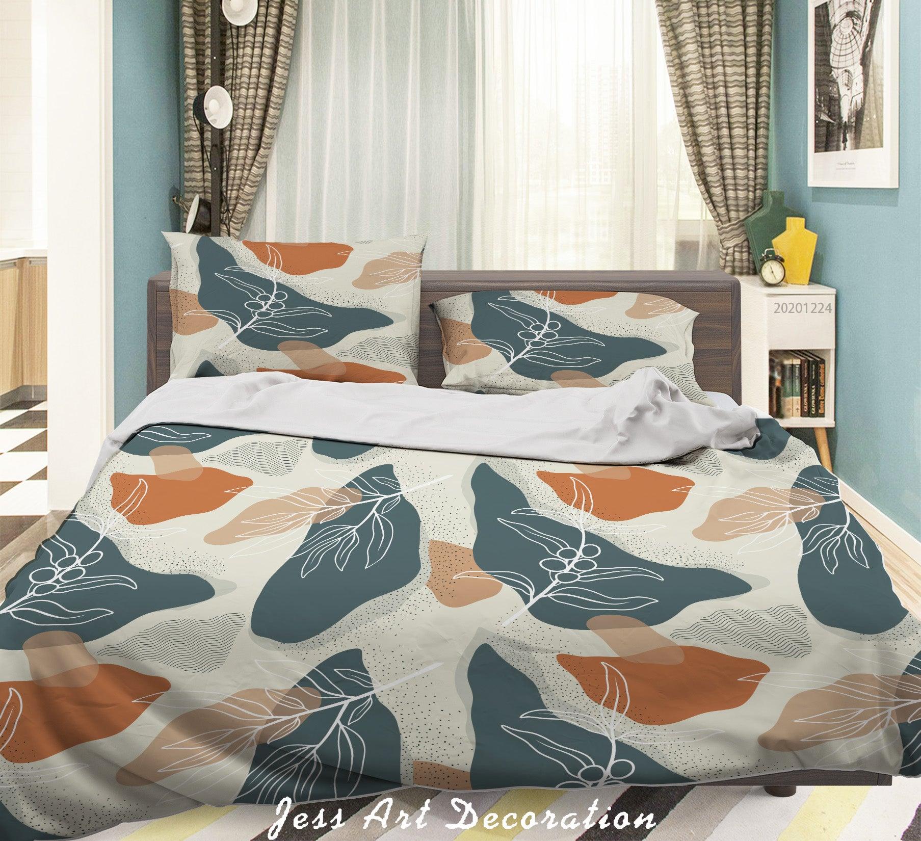 3D Abstract Geometric Leaf Pattern Quilt Cover Set Bedding Set Duvet Cover Pillowcases 121 LQH- Jess Art Decoration
