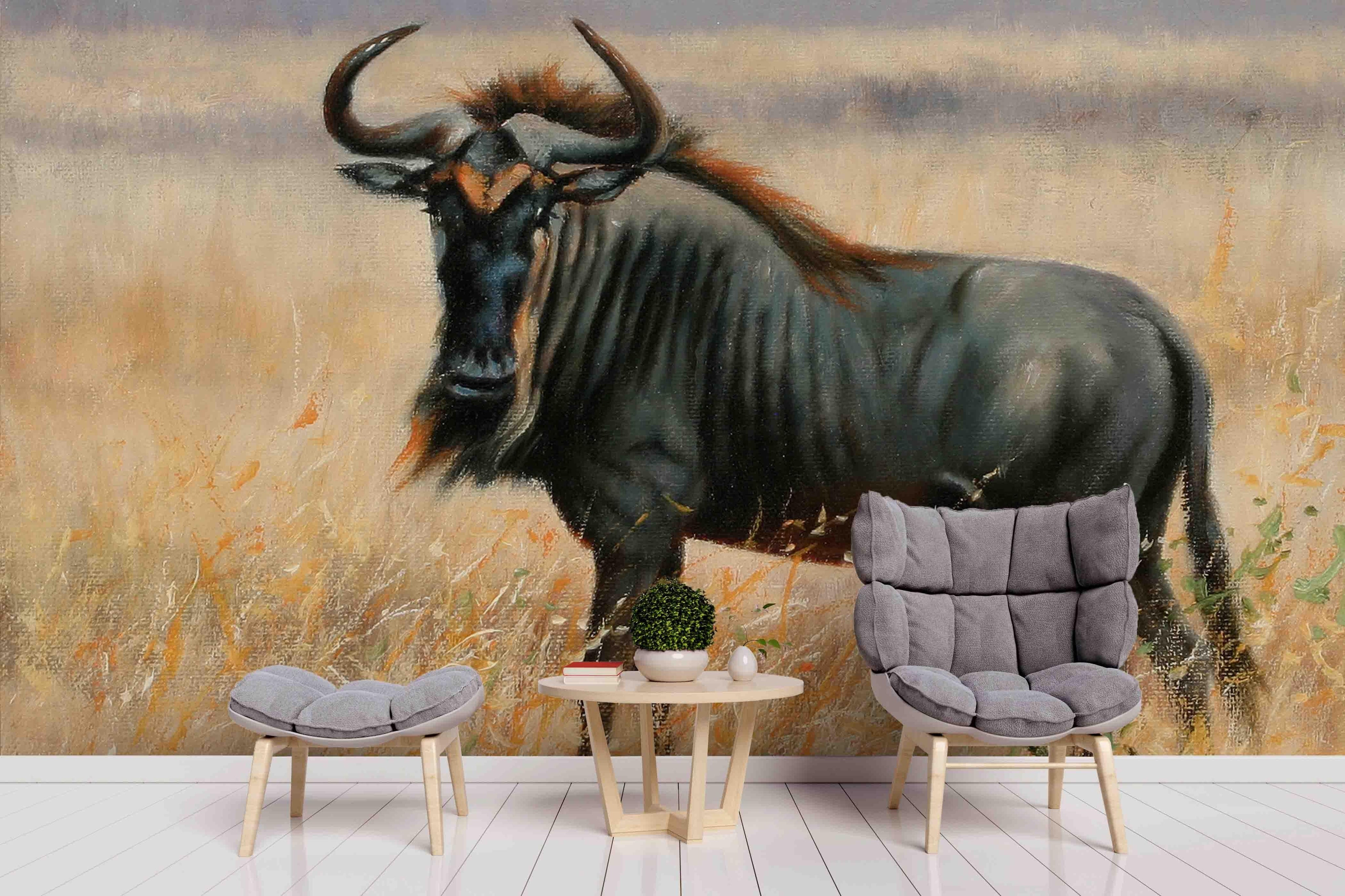 3D African Steppe Buffalo Wall Mural Wallpaper 36- Jess Art Decoration
