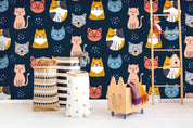 3D Colorful Smiley Cat Wall Mural Wallpaper LXL 28- Jess Art Decoration