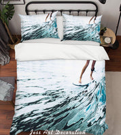 3D Surf Quilt Cover Set Bedding Set Pillowcases SF46- Jess Art Decoration