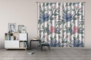 3D Hand Drawn Floral Blue Curtains and Drapes LLL 696- Jess Art Decoration