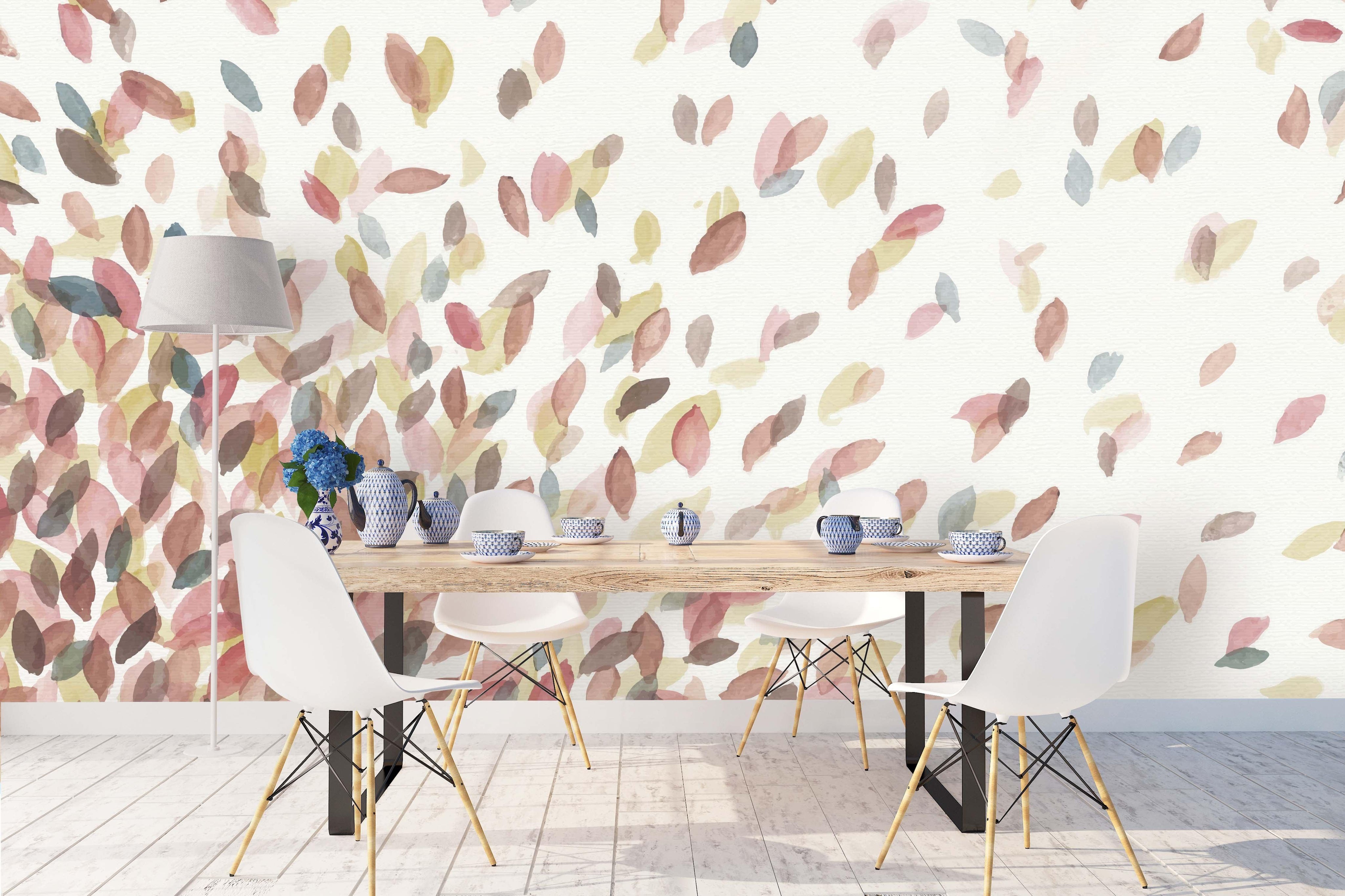 3D Watercolor Colorful Abstract Leaves Wall Mural Wallpaper 41- Jess Art Decoration