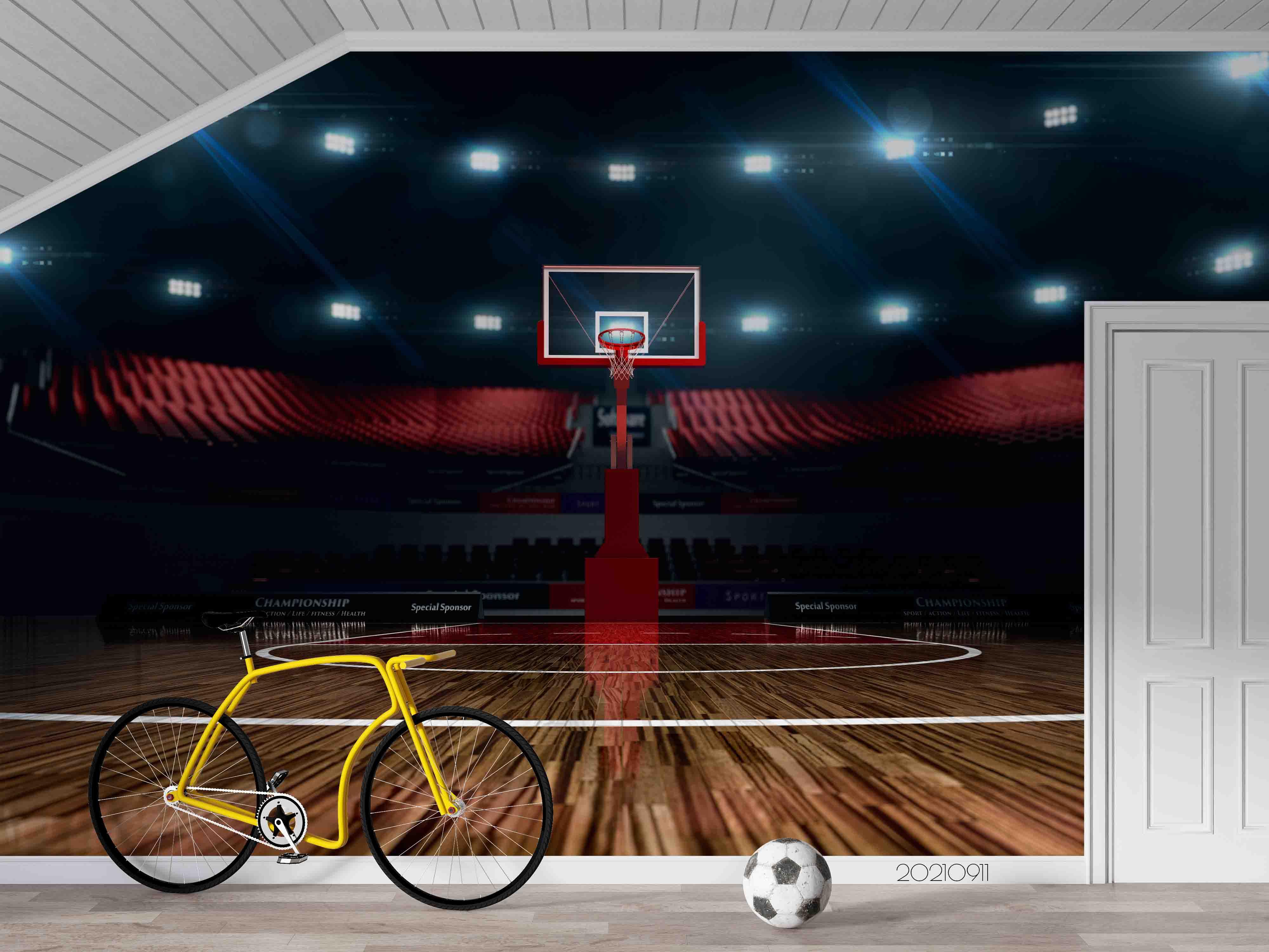3D Basketball Hall Wall Mural Wallpaper LQH 801- Jess Art Decoration