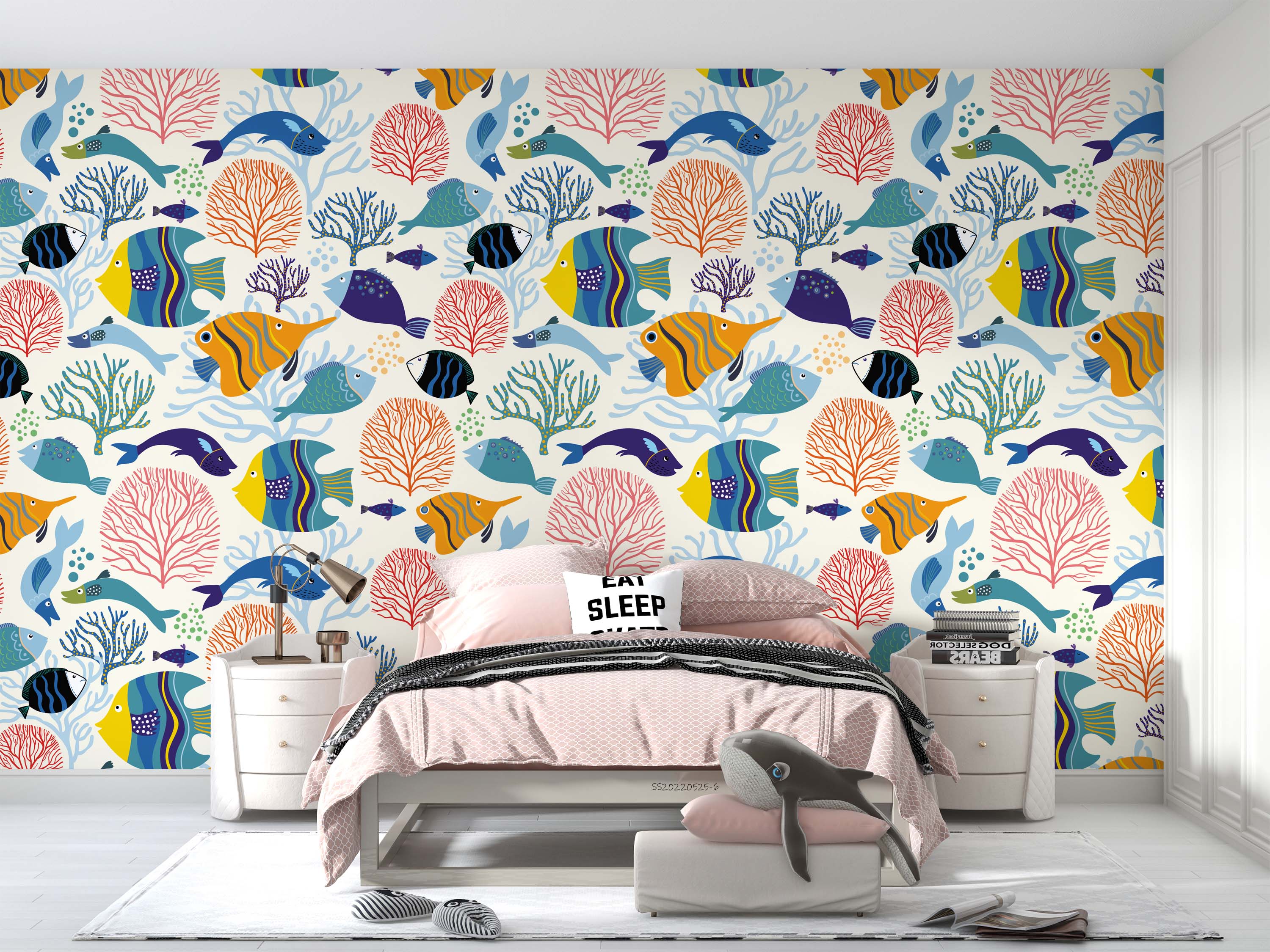 3D Cartoon Ocean Fish Coral Pattern Wall Mural Wallpaper GD 1199- Jess Art Decoration