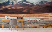 3D Mountains Flamingo Wall Mural Wallpaper SF93- Jess Art Decoration