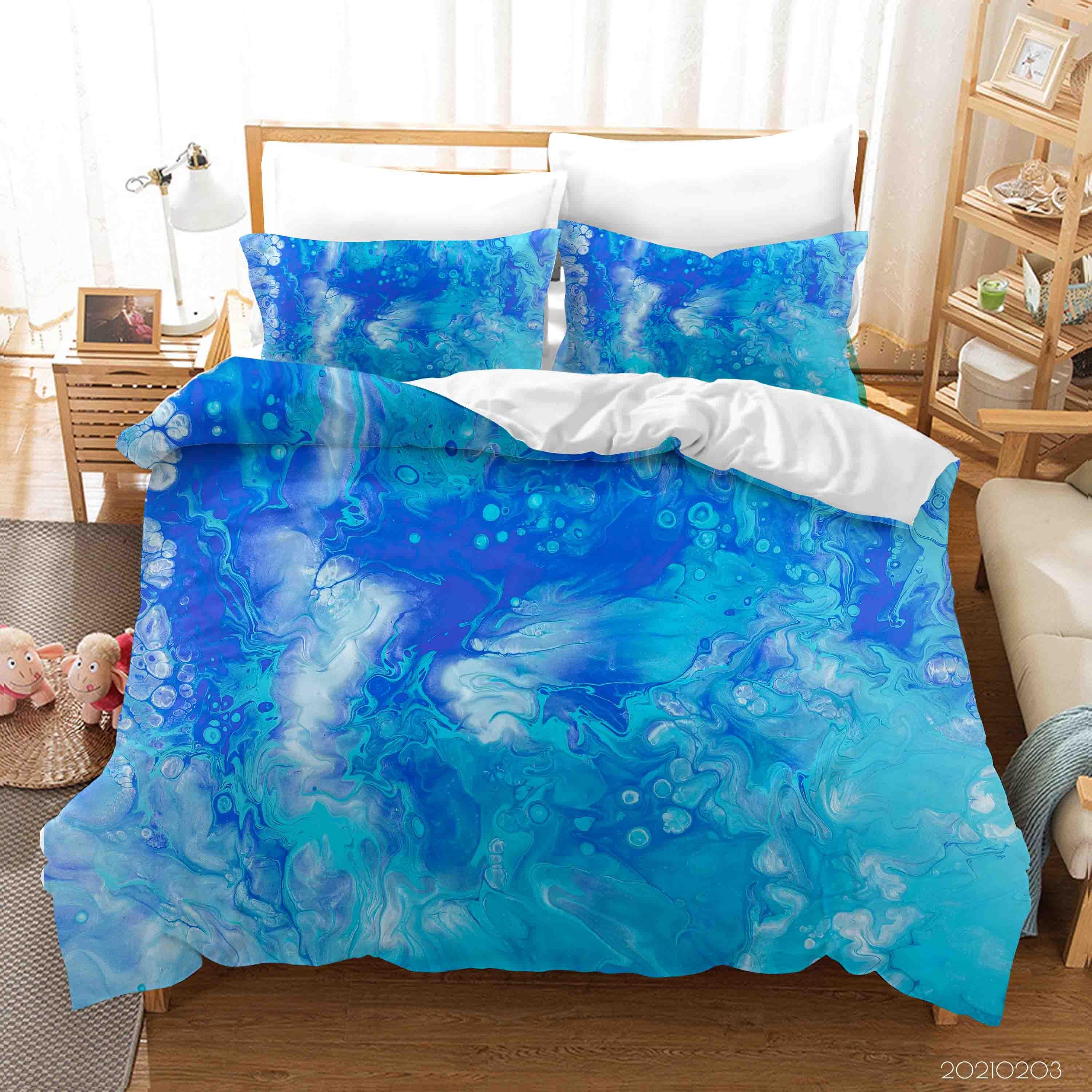 3D Abstract Blue Marble Texture Quilt Cover Set Bedding Set Duvet Cover Pillowcases 44- Jess Art Decoration