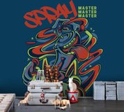 3D Blue Spray Master Skateboard Wall Mural Wallpaper SF19- Jess Art Decoration
