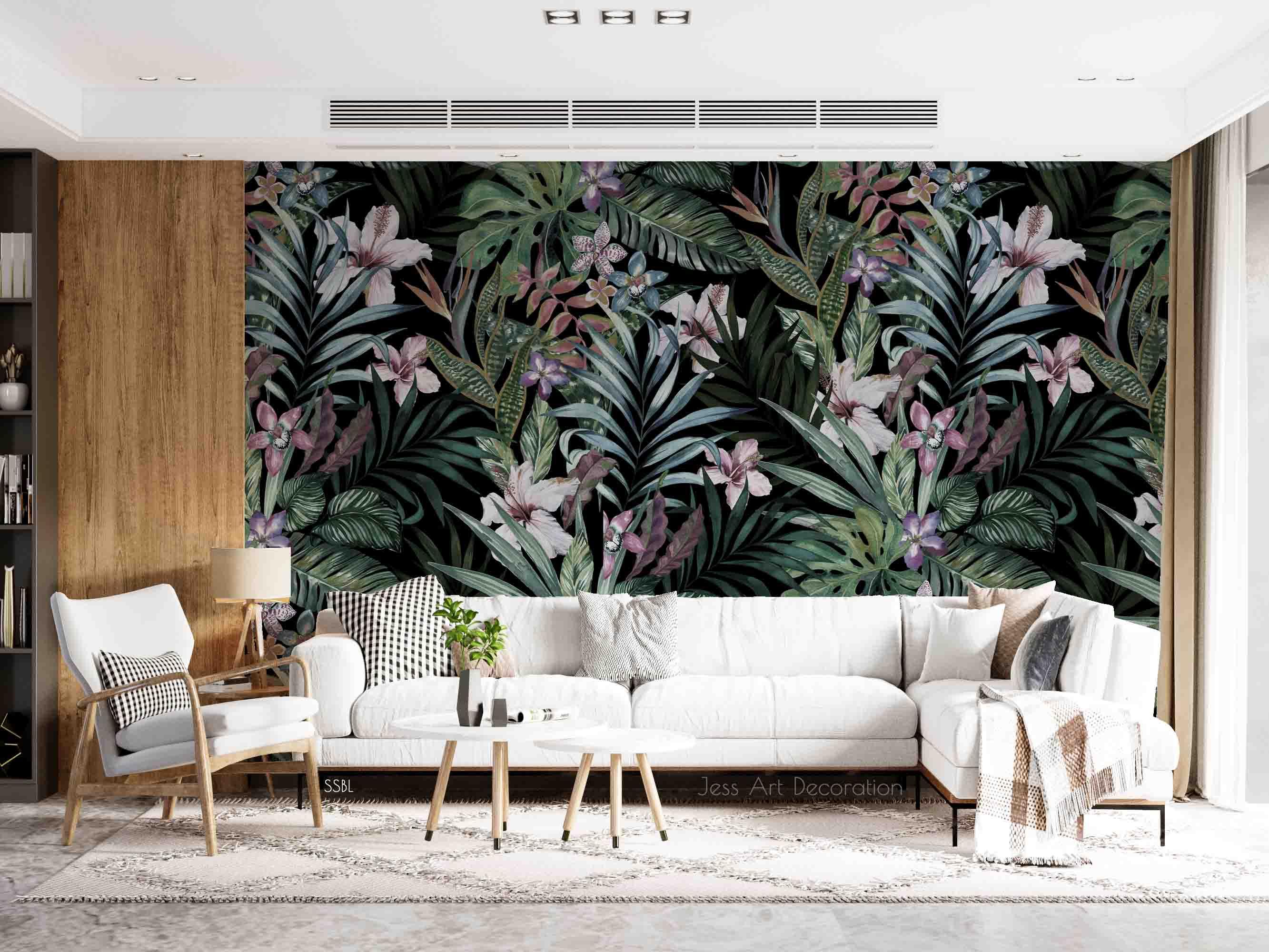 3D Vintage Pink Flowers Green Leaves Pattern Wall Mural Wallpaper GD 3641- Jess Art Decoration