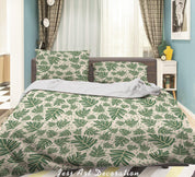 3D Tropical Green Leaf Quilt Cover Set Bedding Set Duvet Cover Pillowcases 134 LQH- Jess Art Decoration