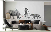 3D Safari Elephant Tiger Monkey Flamingo Bike Wall Mural Wallpaper GD 1030- Jess Art Decoration