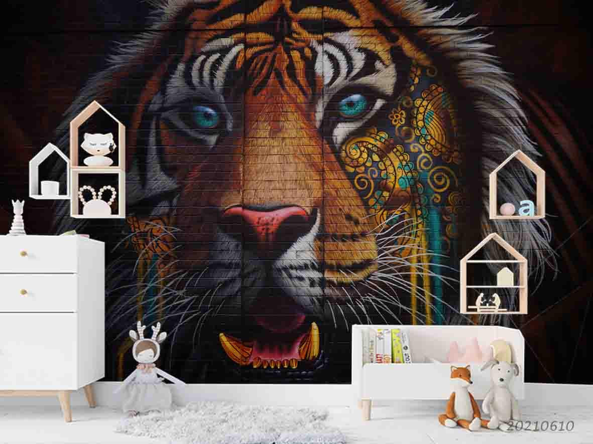 3D  Animal Tiger Wall Mural Wallpaper SWW1792- Jess Art Decoration