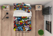 3D Graffiti Elephant Orange Quilt Cover Set Bedding Set Duvet Cover Pillowcases LXL- Jess Art Decoration