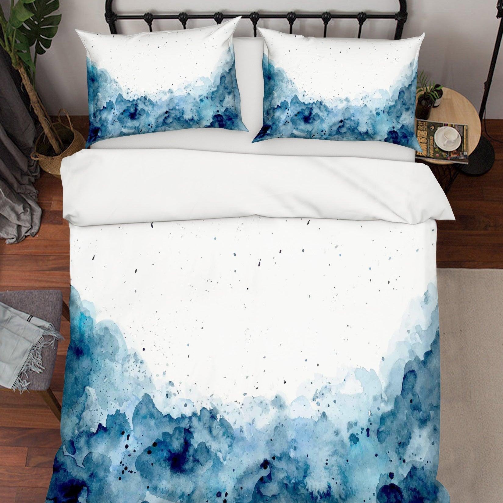 3D Watercolor Blue Pattern Quilt Cover Set Bedding Set Duvet Cover Pillowcases A370 LQH- Jess Art Decoration