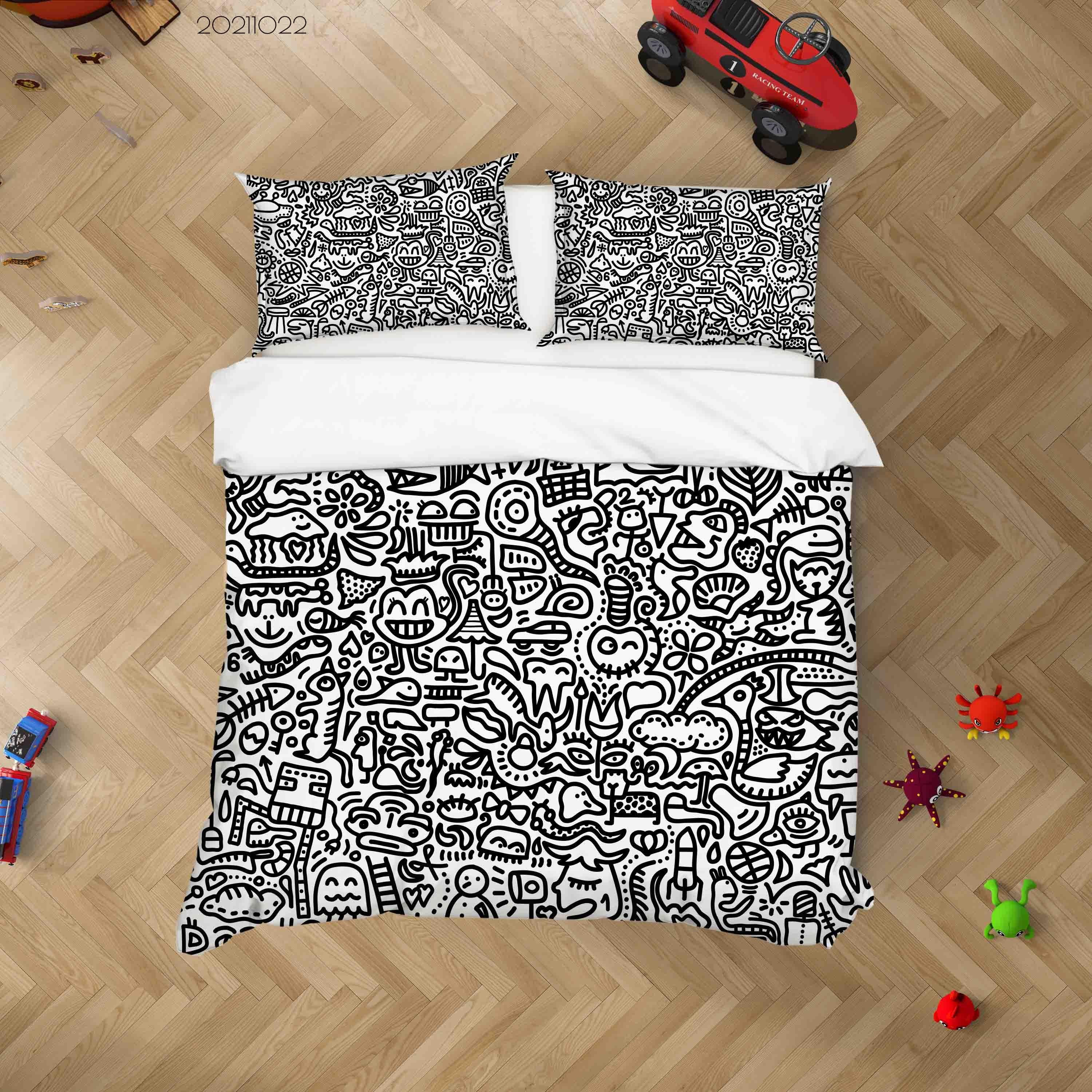 3D Abstract Illustration Art Graffiti Quilt Cover Set Bedding Set Duvet Cover Pillowcases 55- Jess Art Decoration