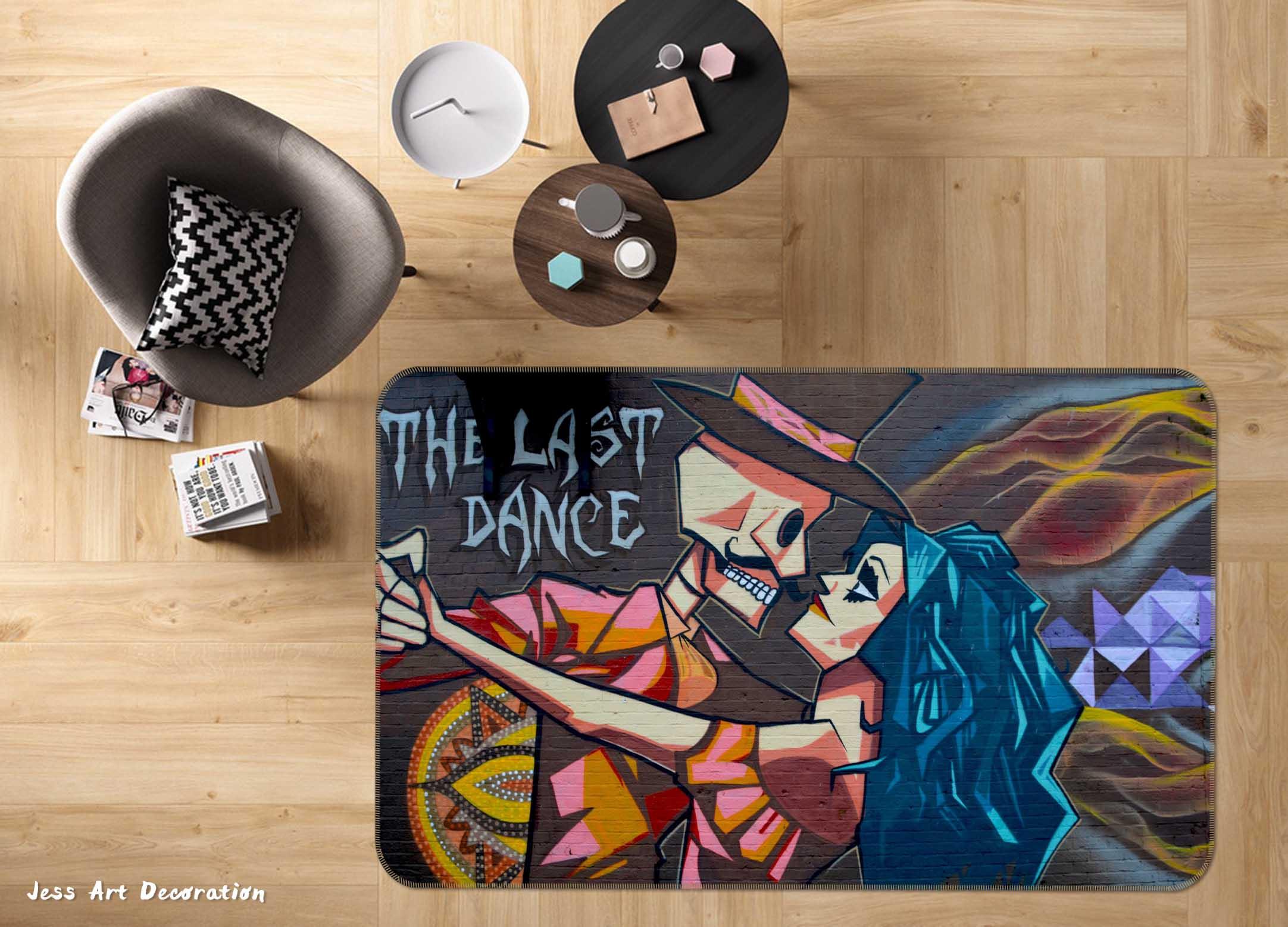 3D Abstract Skeleton Beauty Graffiti Non-Slip Rug Mat A023 LQH- Jess Art Decoration