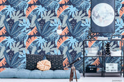 3D Hand Drawn Blue Leaves Plant Pattern Wall Mural Wallpaper LXL- Jess Art Decoration