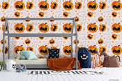 3D Hand Drawn Halloween Pumpkin Wall Mural Wallpaper LQH 455- Jess Art Decoration