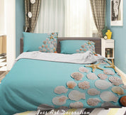 3D Embossed White Shell Conch Starfish Light Blue Quilt Cover Set Bedding Set Duvet Cover Pillowcases LXL- Jess Art Decoration