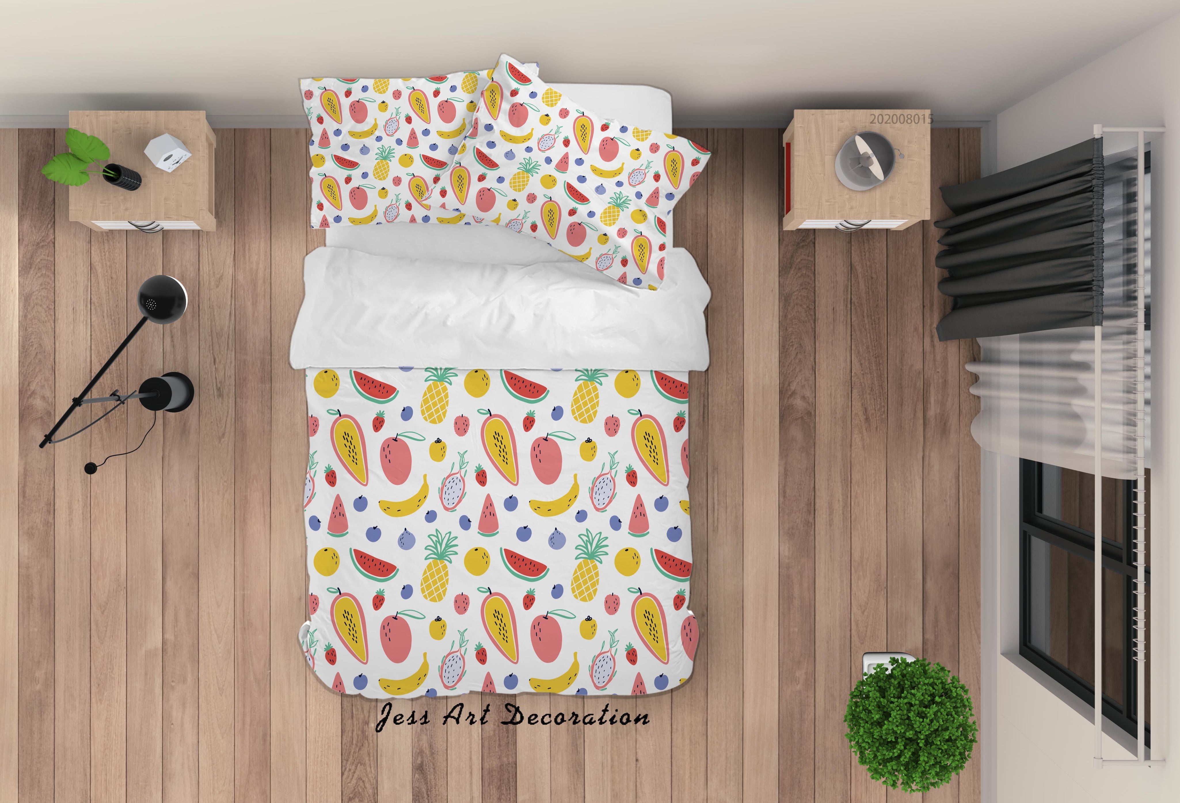 3D Watermelon Banana Fruity Quilt Cover Set Bedding Set Duvet Cover Pillowcases LXL- Jess Art Decoration