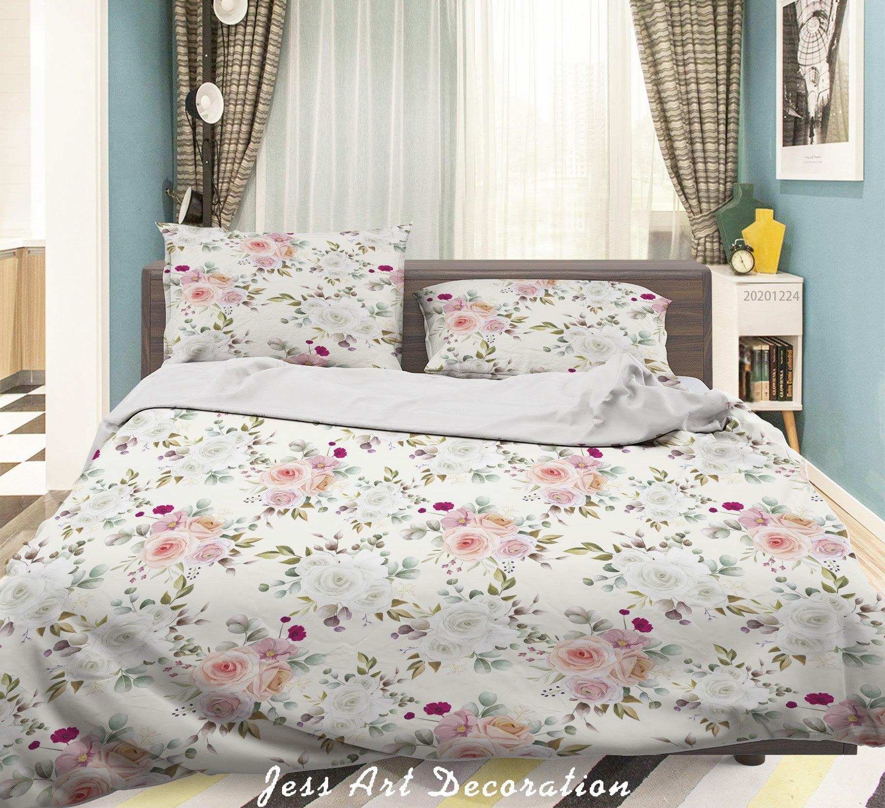 3D Watercolor Pink Floral Quilt Cover Set Bedding Set Duvet Cover Pillowcases 122 LQH- Jess Art Decoration