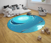 3D Cartoon Sea Animal Dolphin Kids Non-Slip Round Rug Mat 6- Jess Art Decoration