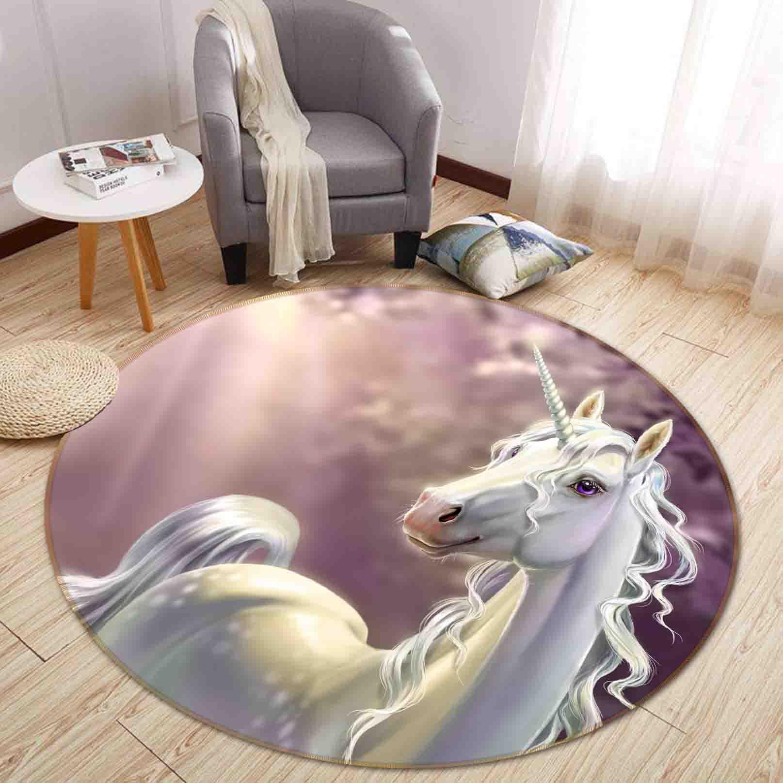 3D Animal Unicorn Non-Slip Round Rug Mat 25- Jess Art Decoration