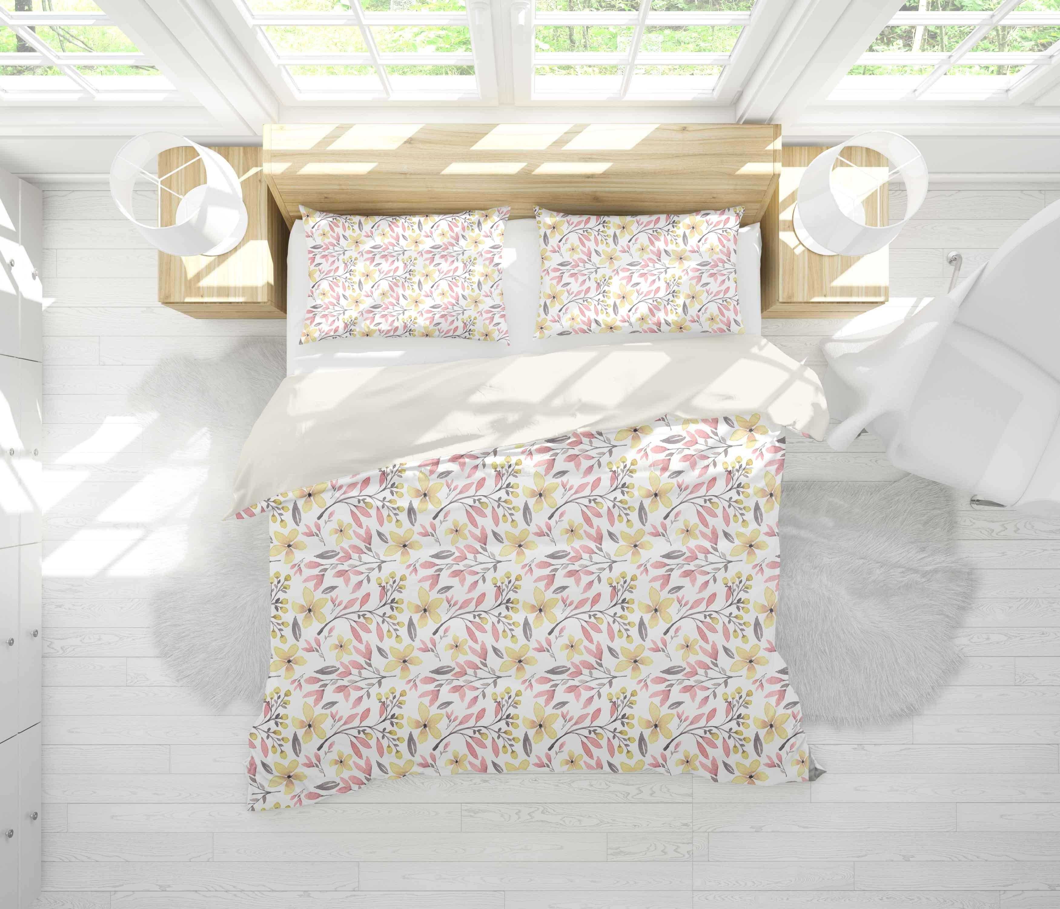 3D Floral Branch Leaves Quilt Cover Set Bedding Set Pillowcases 16- Jess Art Decoration