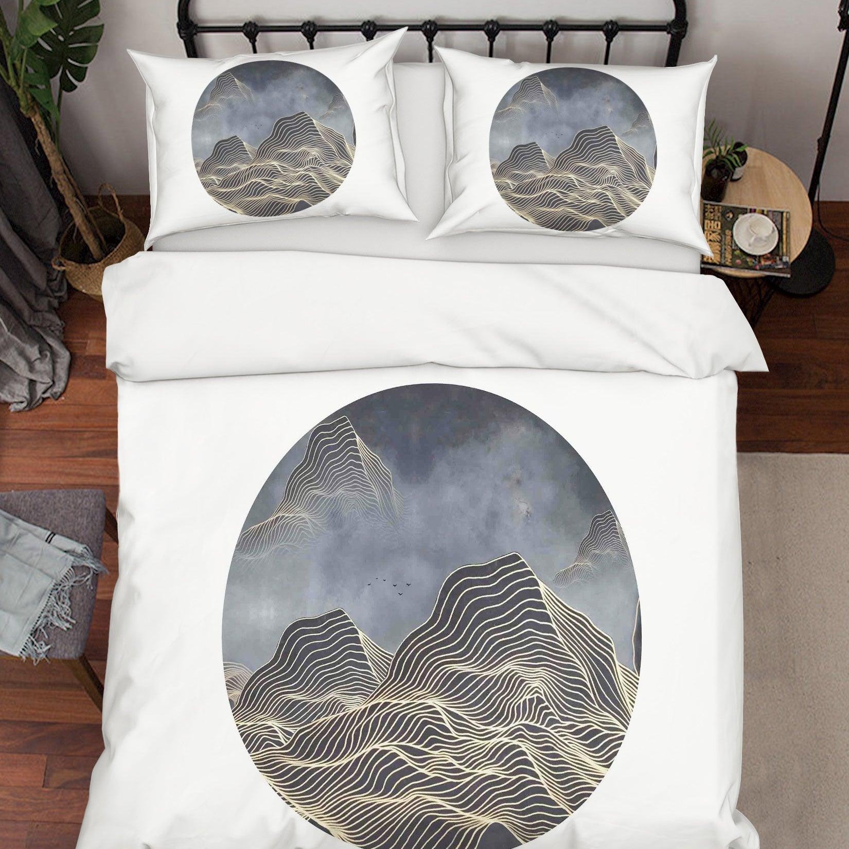3D White Circle Mountains Quilt Cover Set Bedding Set Pillowcases 109- Jess Art Decoration