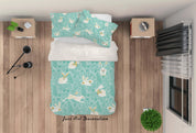 3D Rabbit Leaves Pattern Quilt Cover Set Bedding Set Duvet Cover Pillowcases WJ 6880- Jess Art Decoration