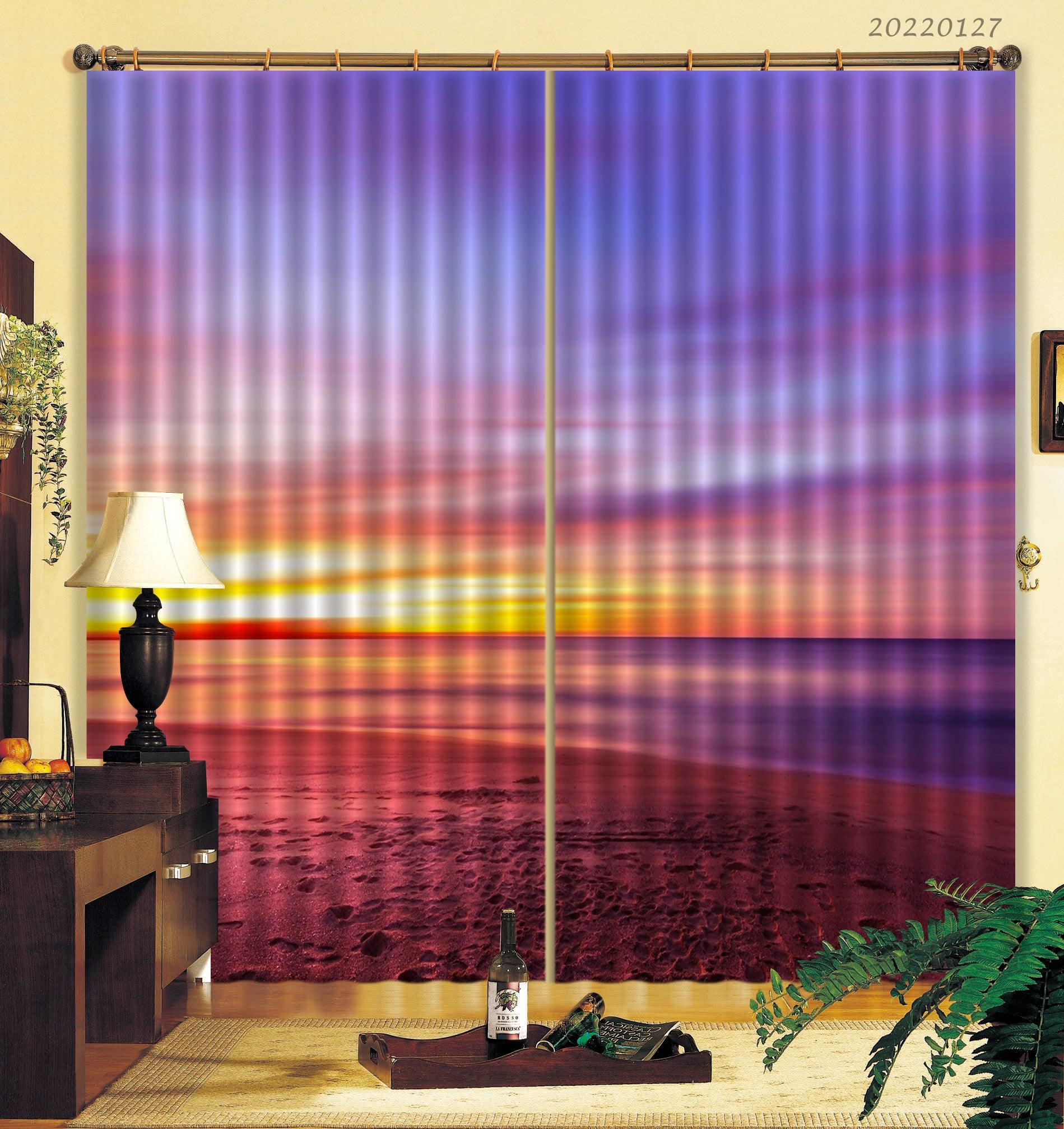 3D Beach Colorful Sky Sea Surface Curtains and Drapes GD 1479- Jess Art Decoration