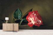 3D Red Floral Green Leaves Oil Painting Wall Mural Wallpaper 43- Jess Art Decoration