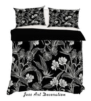 3D Hand Painted Black Flowers Quilt Cover Set Bedding Set Pillowcases 137- Jess Art Decoration