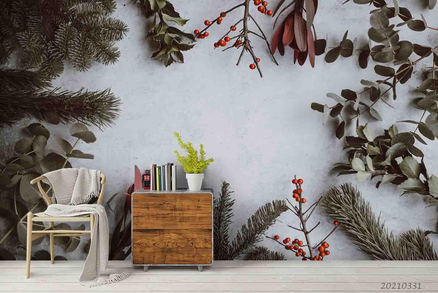 3D Green Plant Leaf Wall Mural Wallpaper LQH 382- Jess Art Decoration