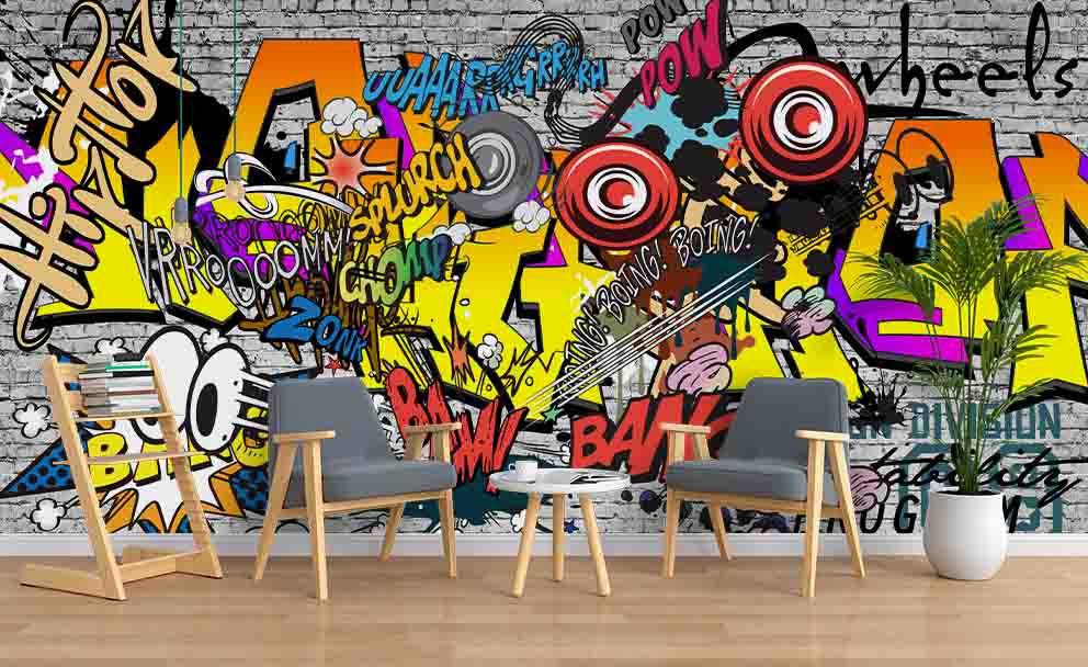 3D Brick Colorful Graffiti Wall Mural Wallpaper 228- Jess Art Decoration
