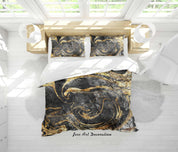 3D Abstract Black Gold Marble Quilt Cover Set Bedding Set Duvet Cover Pillowcases 299- Jess Art Decoration