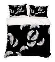 3D White Feathers Black Quilt Cover Set Bedding Set Pillowcases 12- Jess Art Decoration