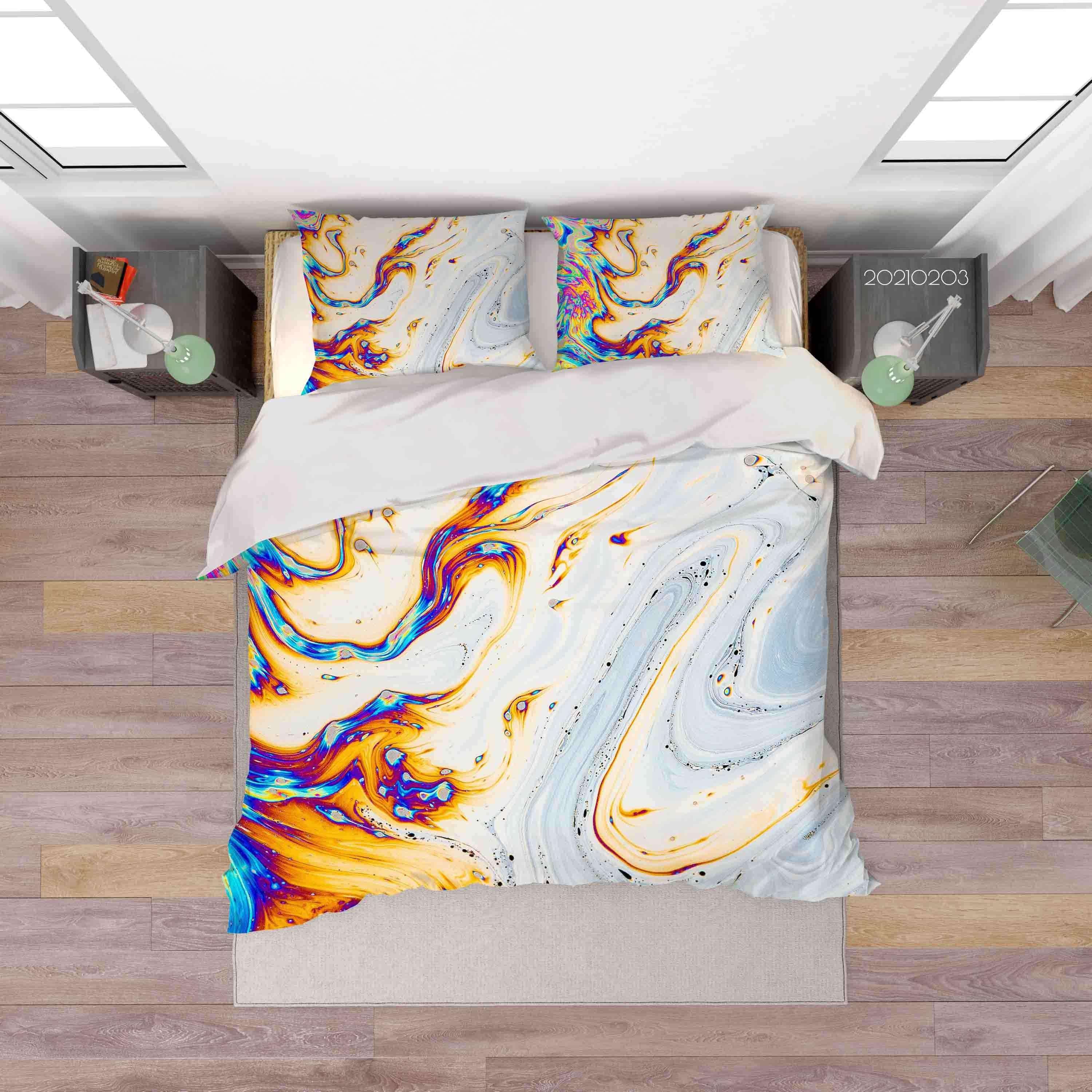 3D Abstract Color Marble Texture Quilt Cover Set Bedding Set Duvet Cover Pillowcases 13- Jess Art Decoration