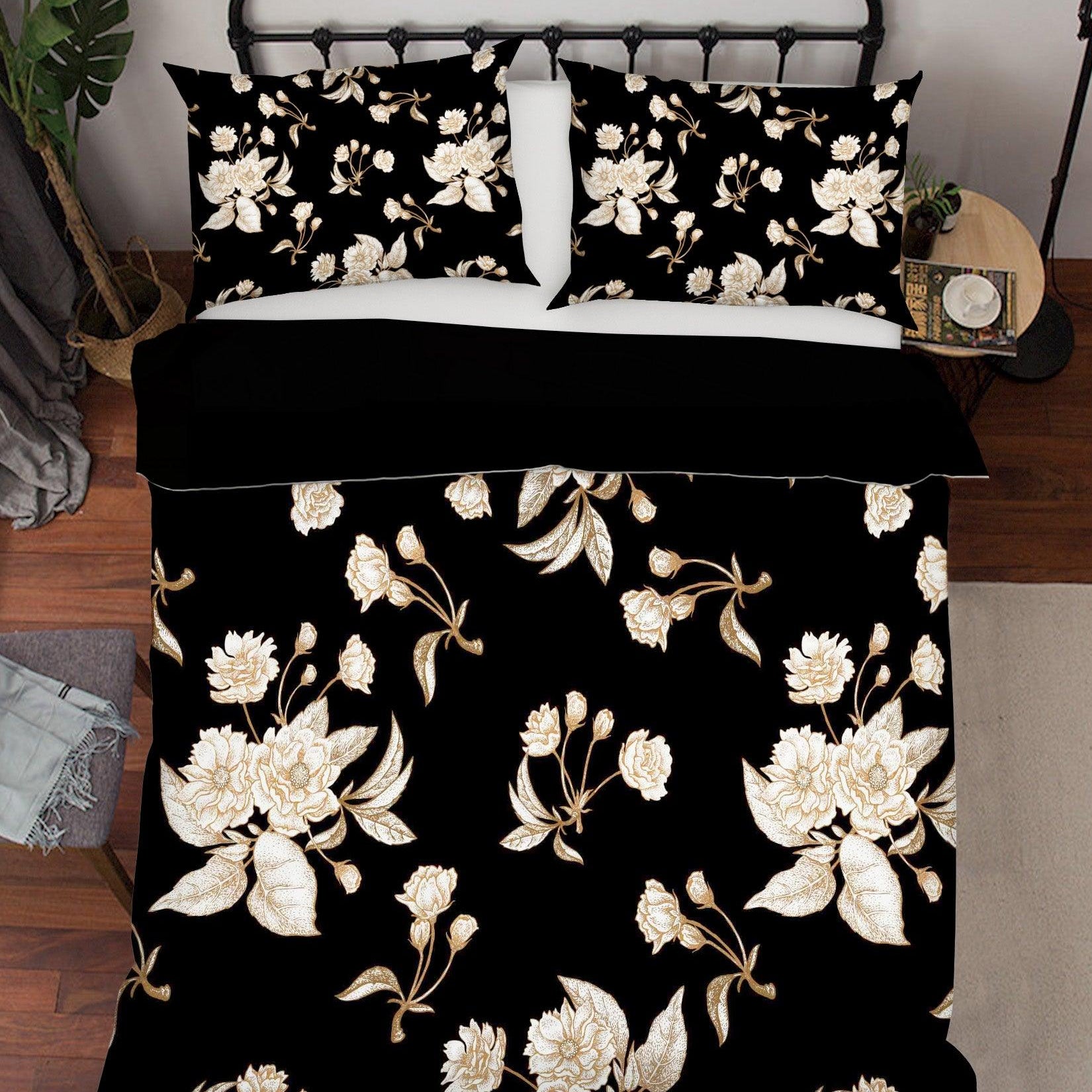 3D White Flowers Quilt Cover Set Bedding Set Pillowcases 189- Jess Art Decoration