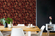 Vintage Bird Red Floral Leaves Plant Pattern Wall Mural Wallpaper LXL- Jess Art Decoration