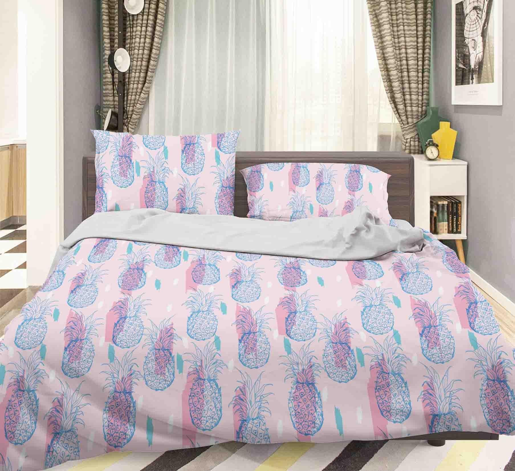 3D Pink Blue Pineapple Quilt Cover Set Bedding Set Pillowcases 07- Jess Art Decoration