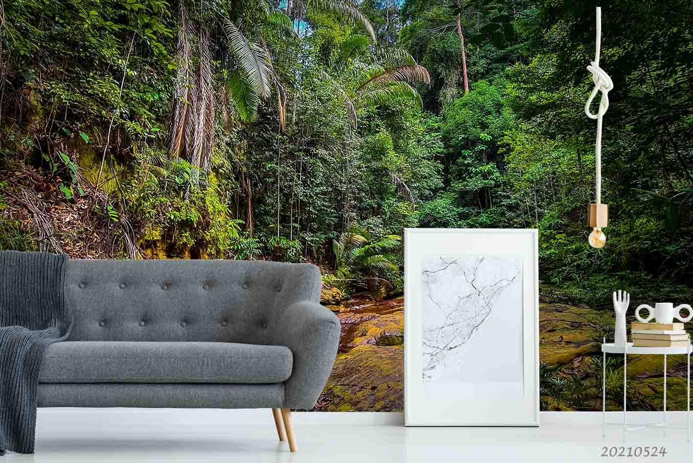 3D Nature Forests Scenery Stream Plant Wall Mural Wallpaper SWW239- Jess Art Decoration