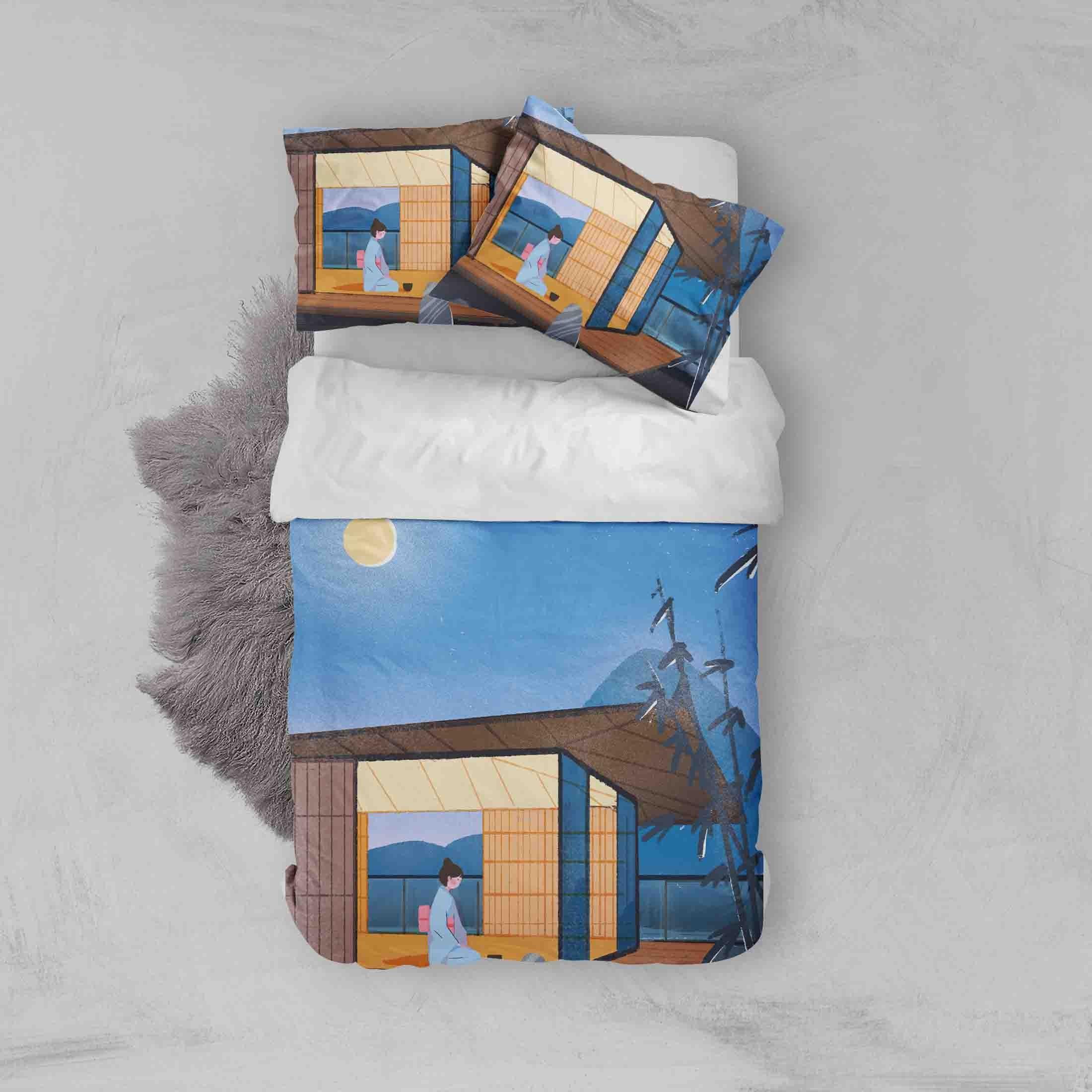 3D Abstract Japanese Beauty Quilt Cover Set Bedding Set Pillowcases 03- Jess Art Decoration