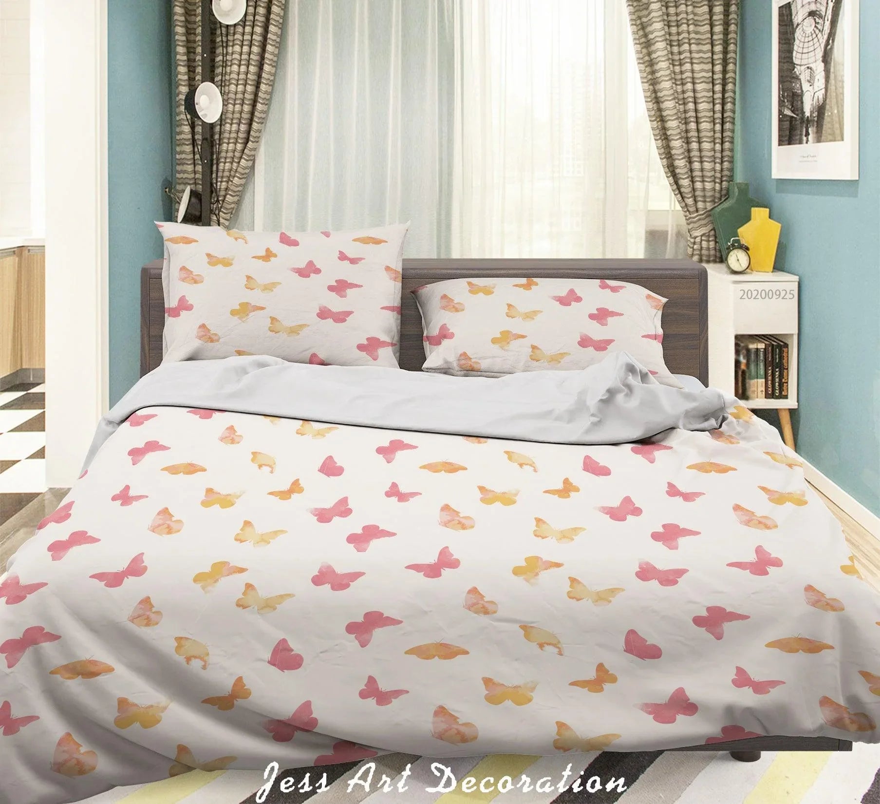 3D Cartoon Animal Butterfly Pattern Quilt Cover Set Bedding Set Duvet Cover Pillowcases WJ 6514- Jess Art Decoration