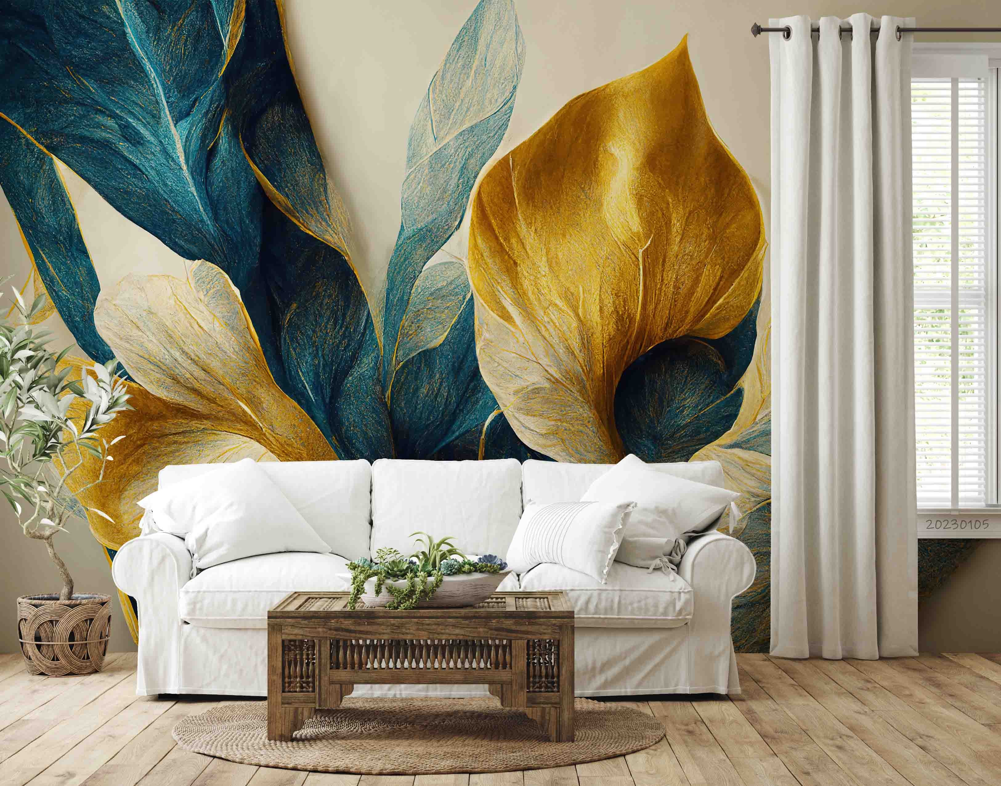 3D Vintage Gold Leaf Wall Mural Wallpaper GD 1829- Jess Art Decoration