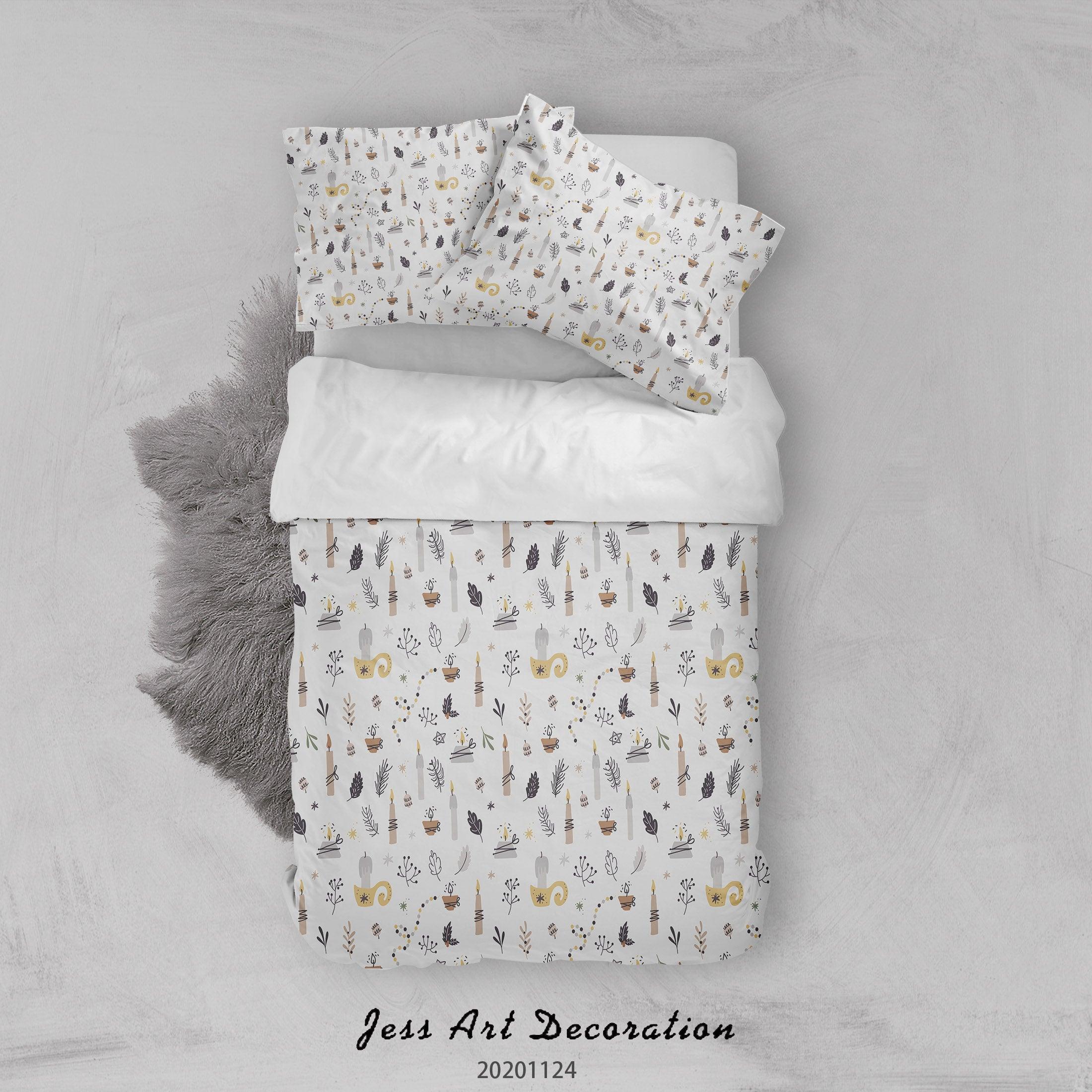 3D Hand Drawn Plant Leaves Candle Pattern Quilt Cover Set Bedding Set Duvet Cover Pillowcases LXL- Jess Art Decoration