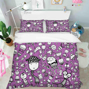 3D Cartoon Purple Monster Graffiti Quilt Cover Set Bedding Set Duvet Cover Pillowcases 94- Jess Art Decoration