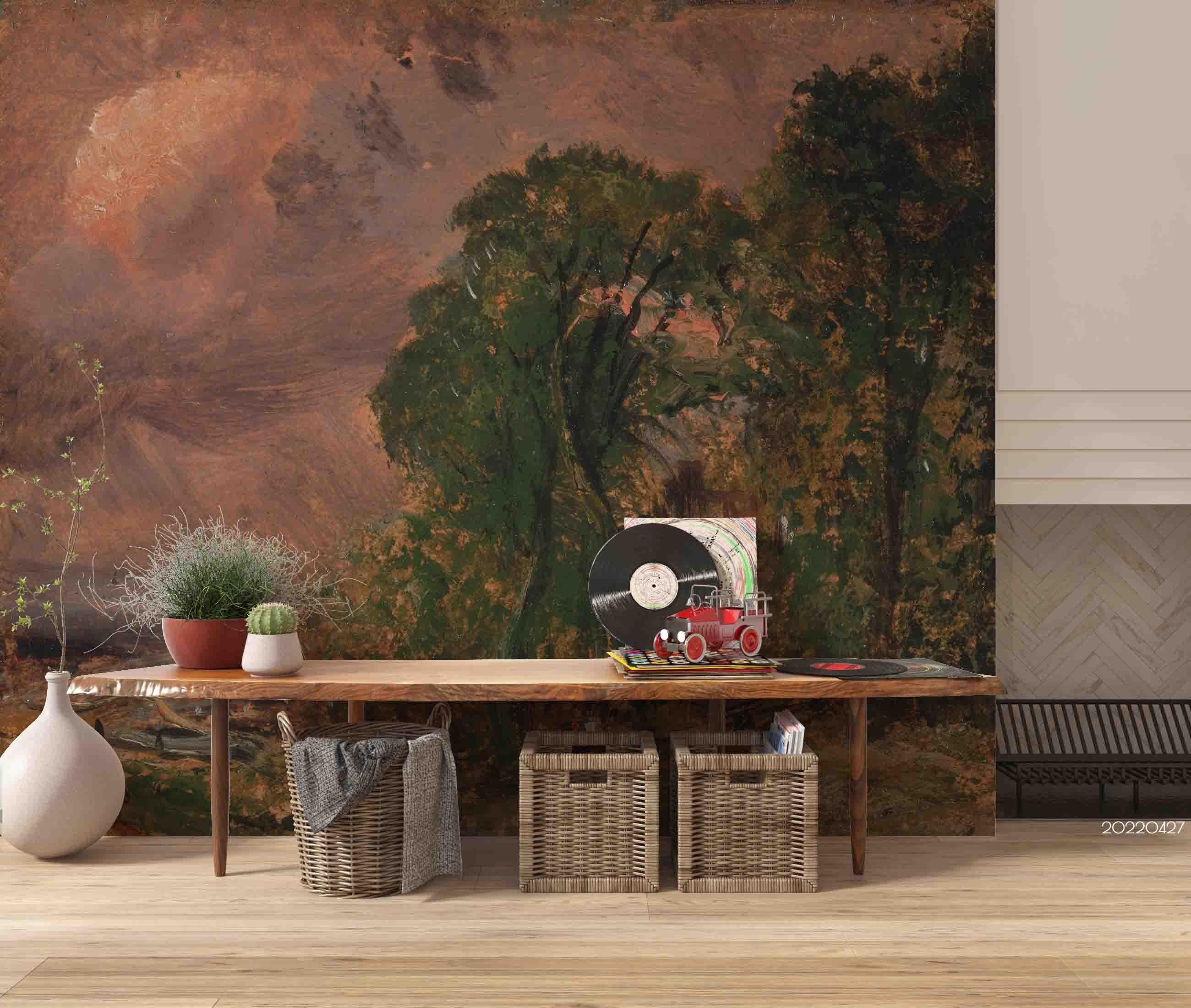 3D Forest Scenery Oil Painting Wall Mural Wallpaper GD 4508- Jess Art Decoration
